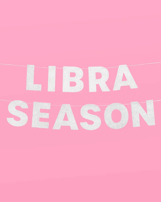 Libra Season Banner - silver glitter banner xo, Fetti