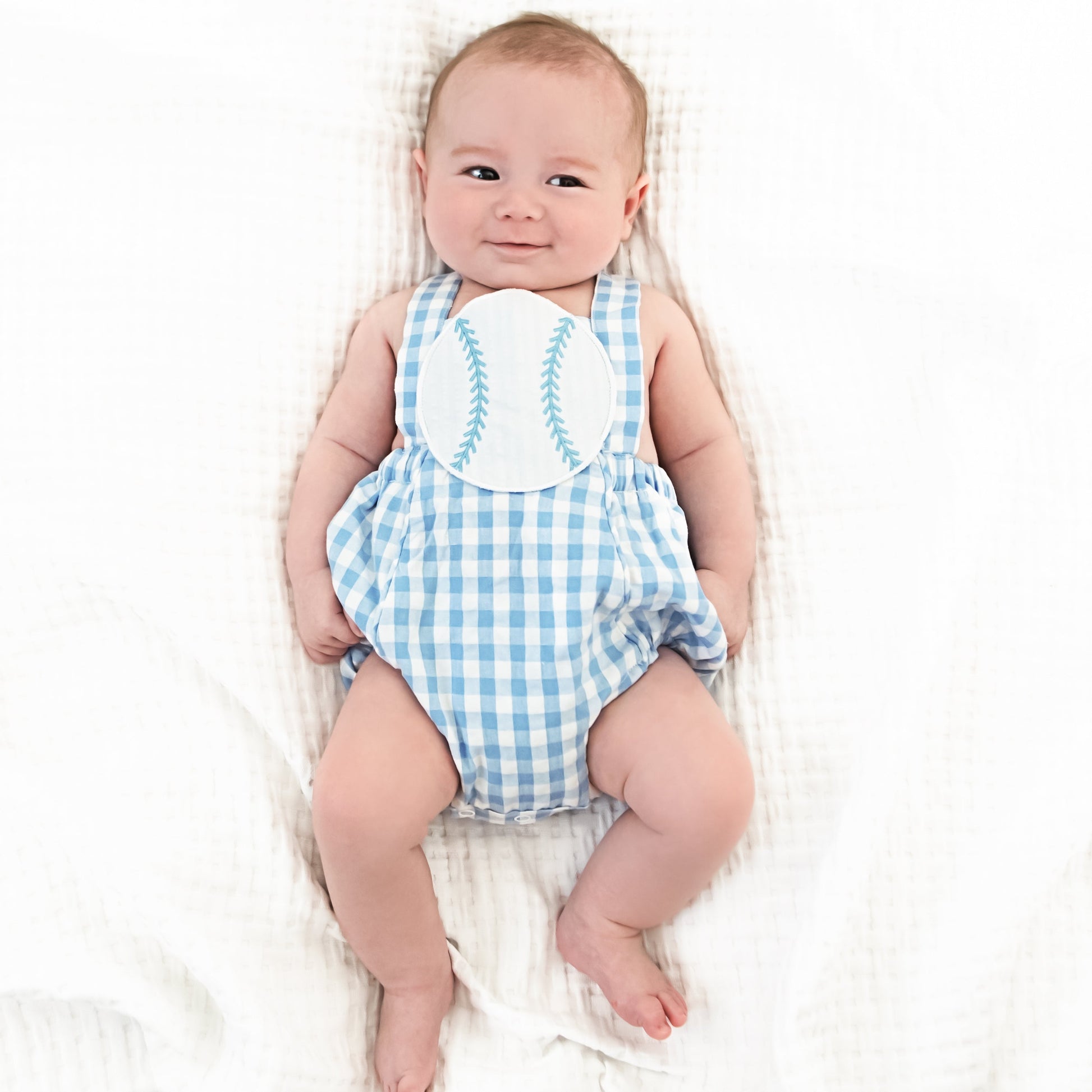 Blue Baseball Sunsuit - Latchkey 