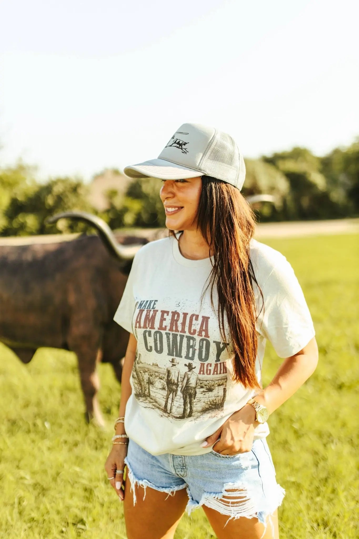 Make America Cowboy Again Western Scene Graphic Tee Wild Junkie