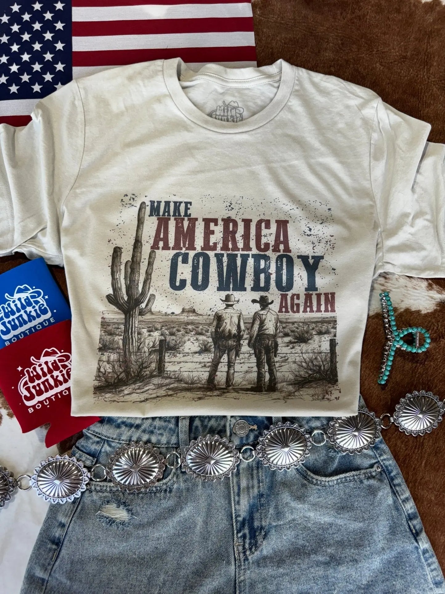 Make America Cowboy Again Western Scene Graphic Tee Wild Junkie