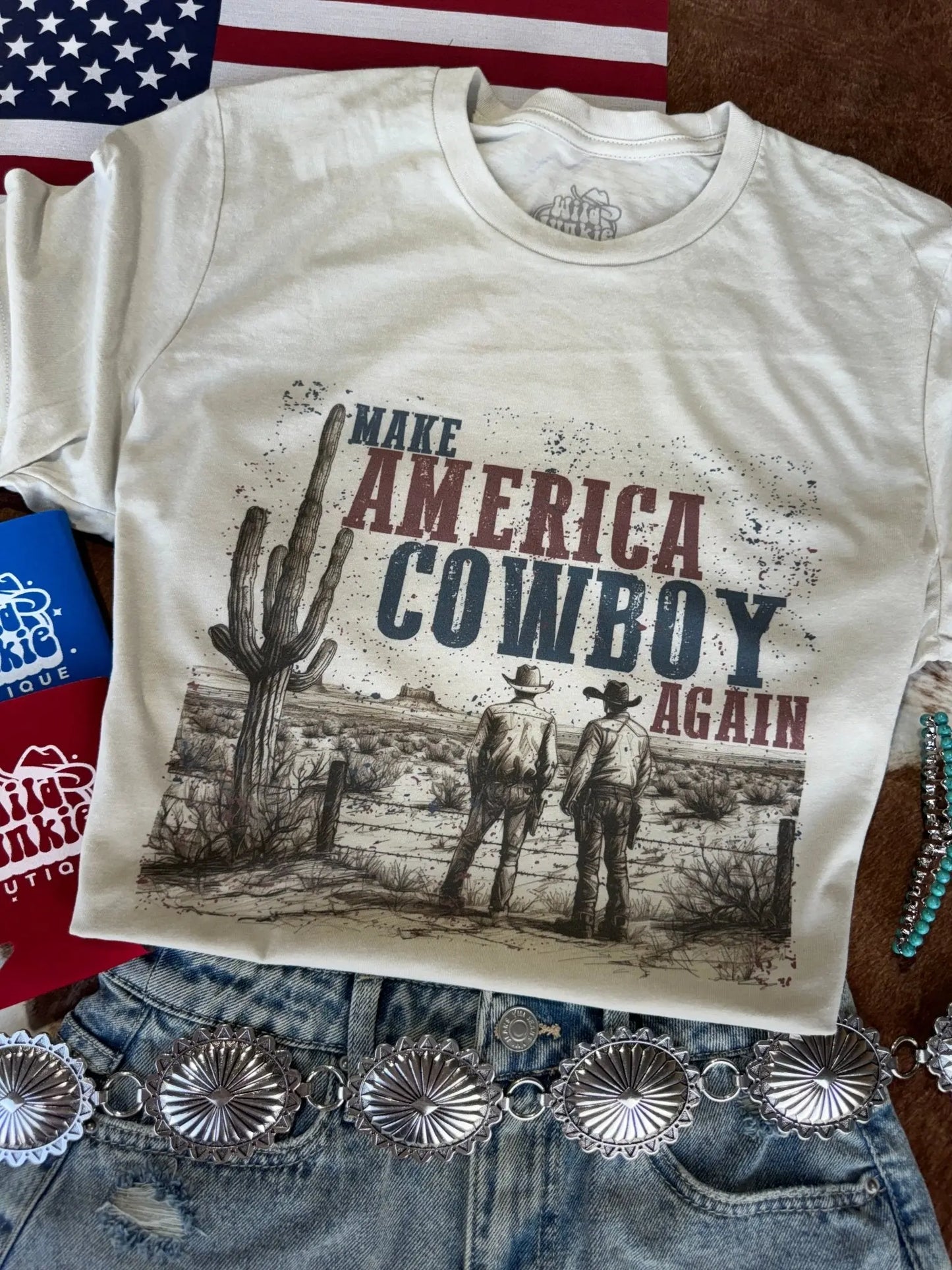 Make America Cowboy Again Western Scene Graphic Tee Wild Junkie