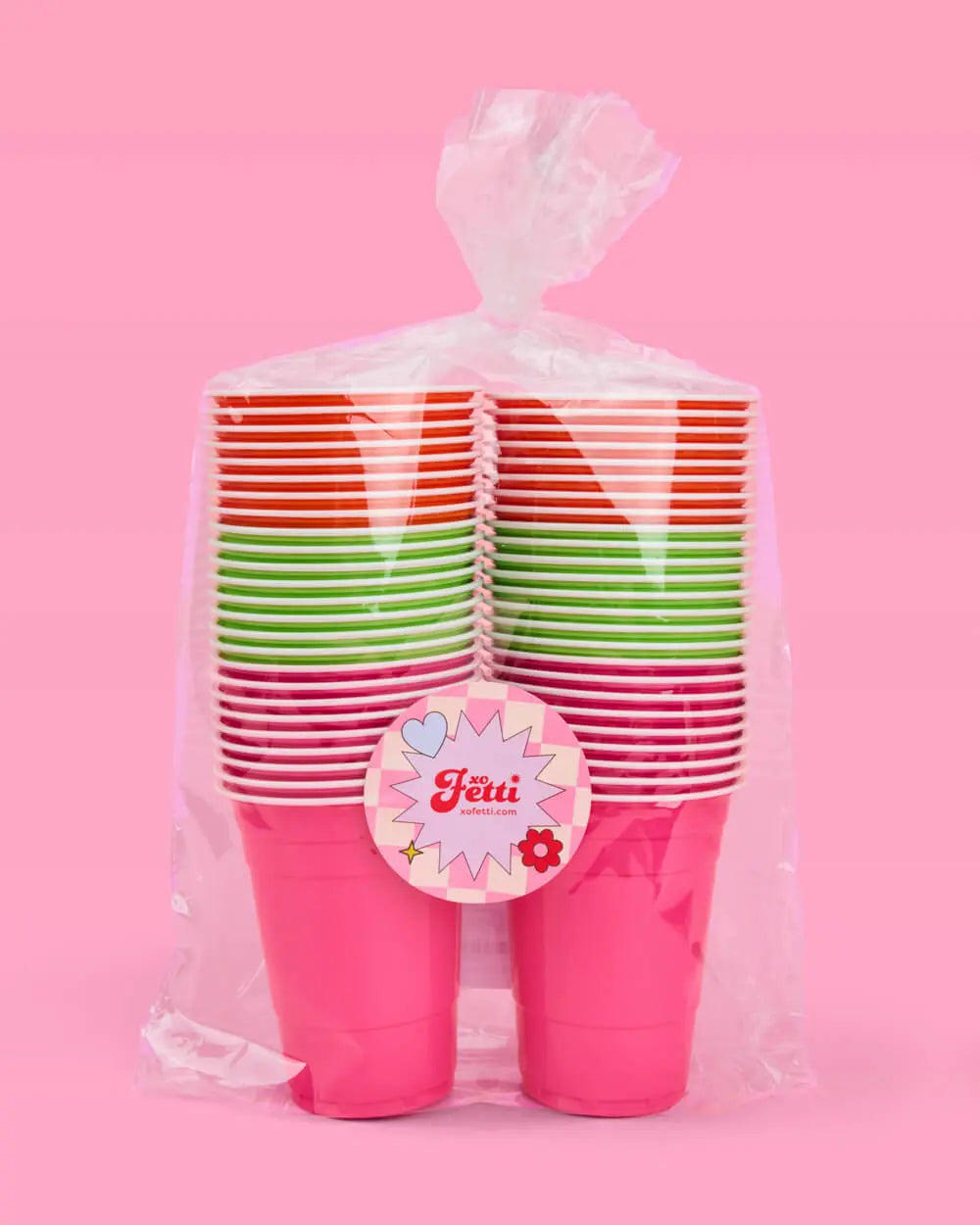 Margs Cups - 50 matte 16 oz cups xo, Fetti