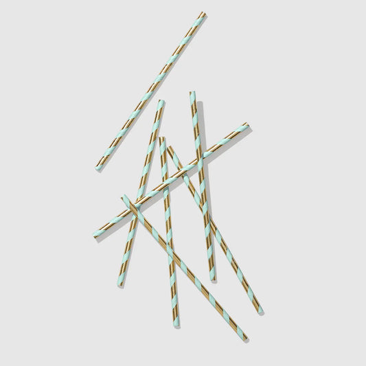 Mint and Gold Paper Straws (25 per pack) Coterie