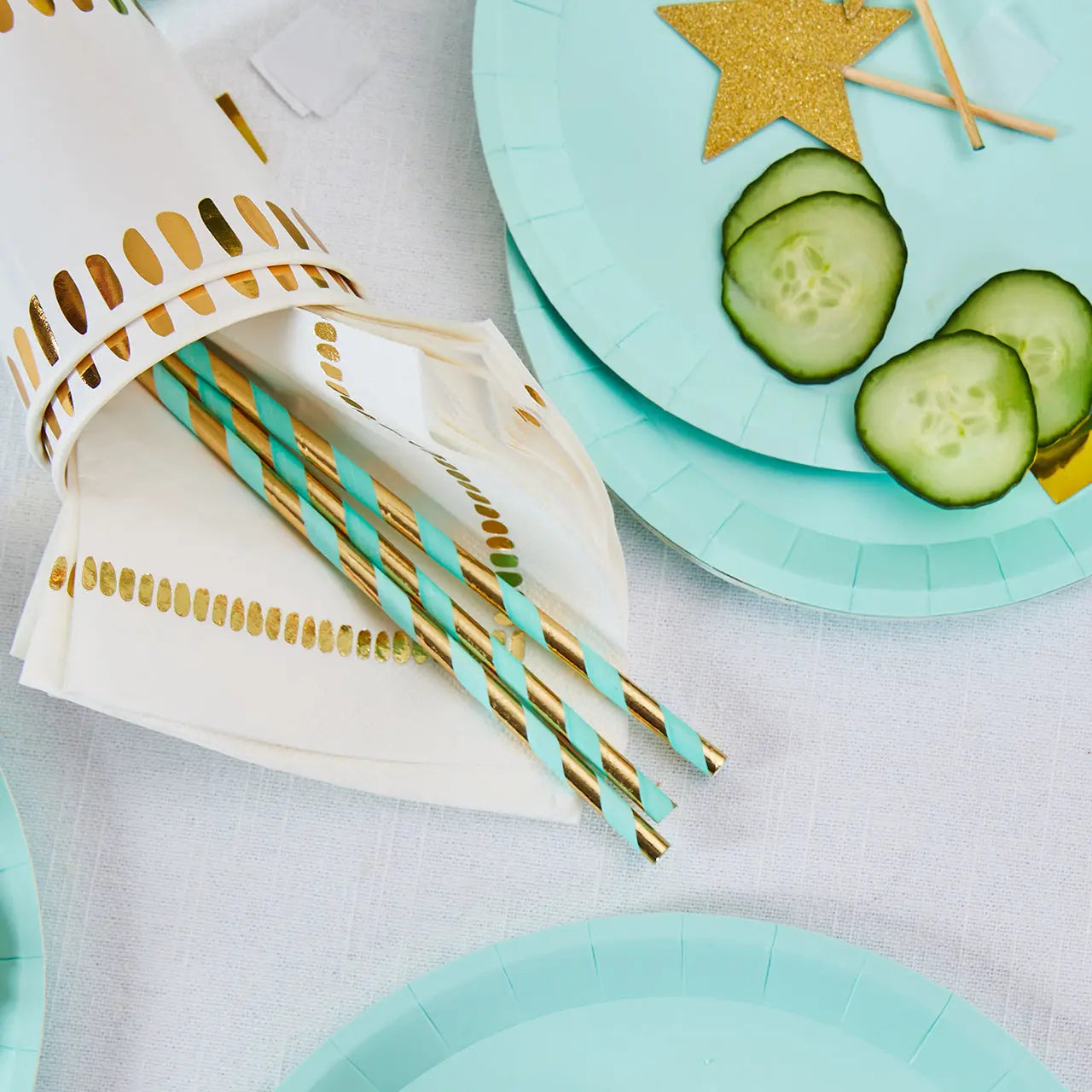 Mint and Gold Paper Straws (25 per pack) Coterie