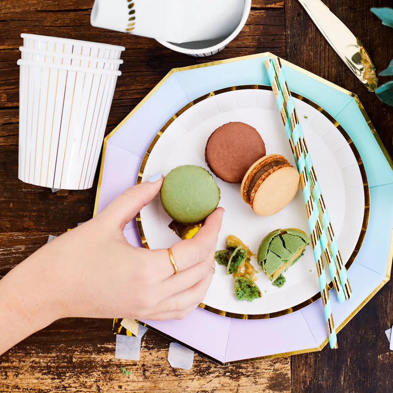 Mint and Gold Paper Straws (25 per pack) Coterie