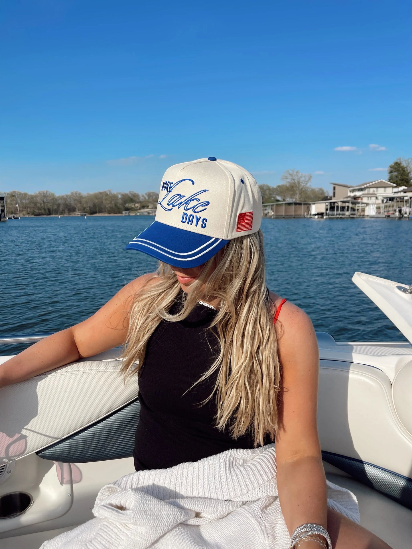 More Lake Days - Royal Blue Vintage Trucker Hat KenzKustomz