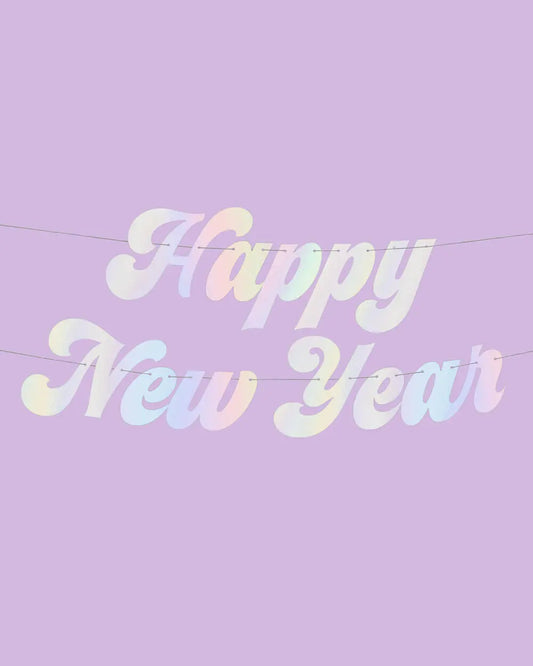 NYE 🪩 Banner - iridescent foil banner xo, Fetti