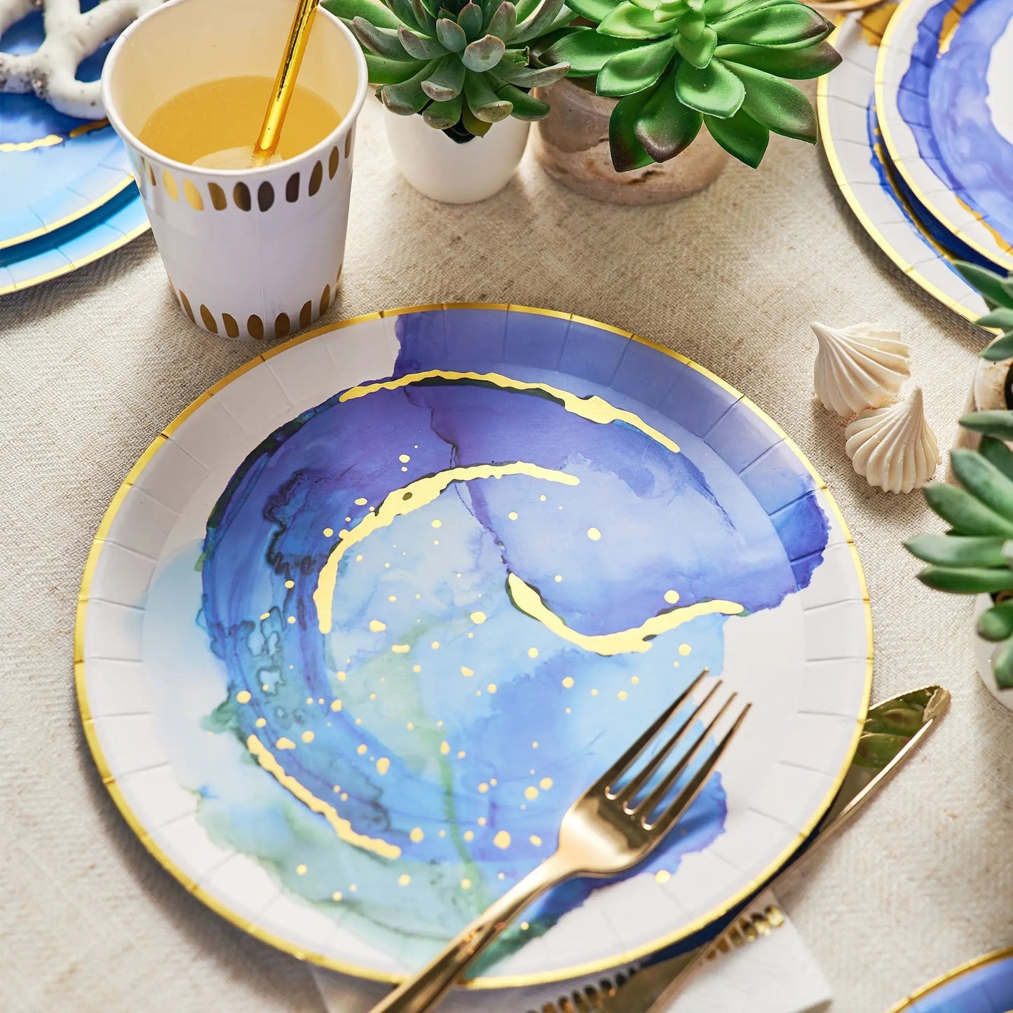 Ocean Watercolor Large Plates (10 per pack) Coterie