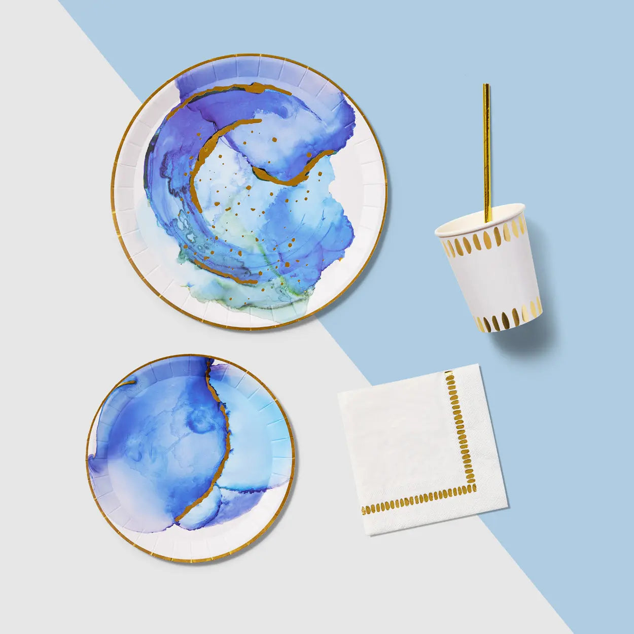 Ocean Watercolor Small Plates (10 per pack) Coterie