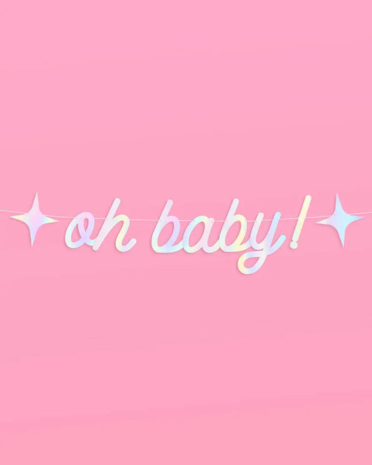 Oh Baby Banner - iridescent foil banner xo, Fetti