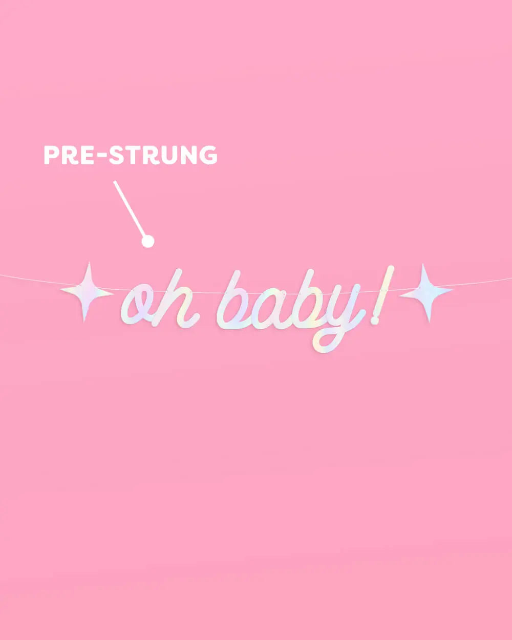 Oh Baby Banner - iridescent foil banner xo, Fetti