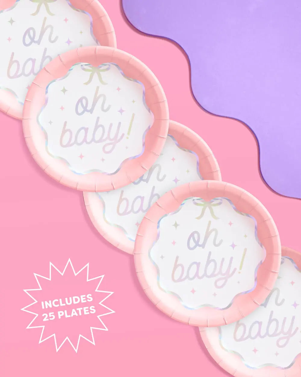 Oh Baby Plates - 25 paper plates xo, Fetti