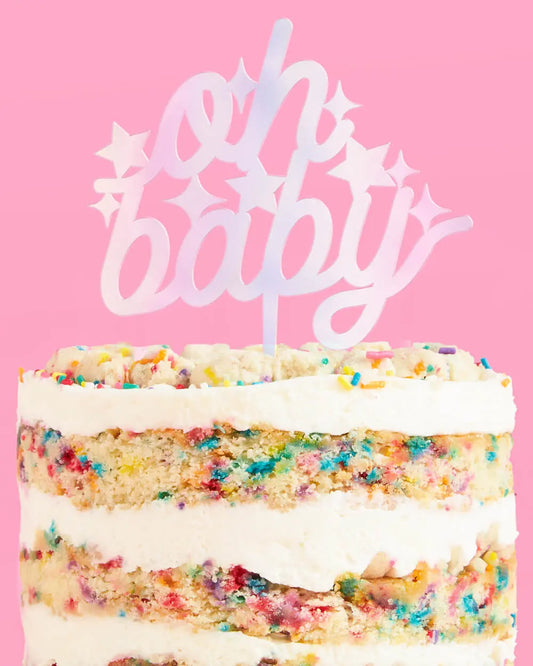 Oh Baby Topper - iridescent cake topper xo, Fetti