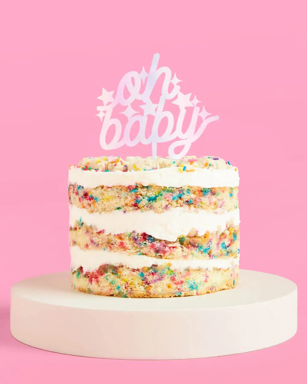 Oh Baby Topper - iridescent cake topper xo, Fetti