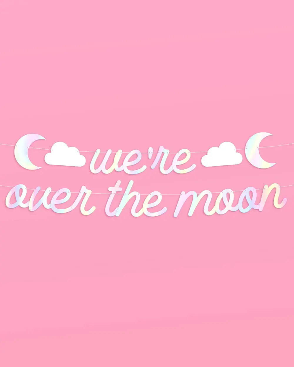Over the Moon Banner - iridescent foil banner xo, Fetti