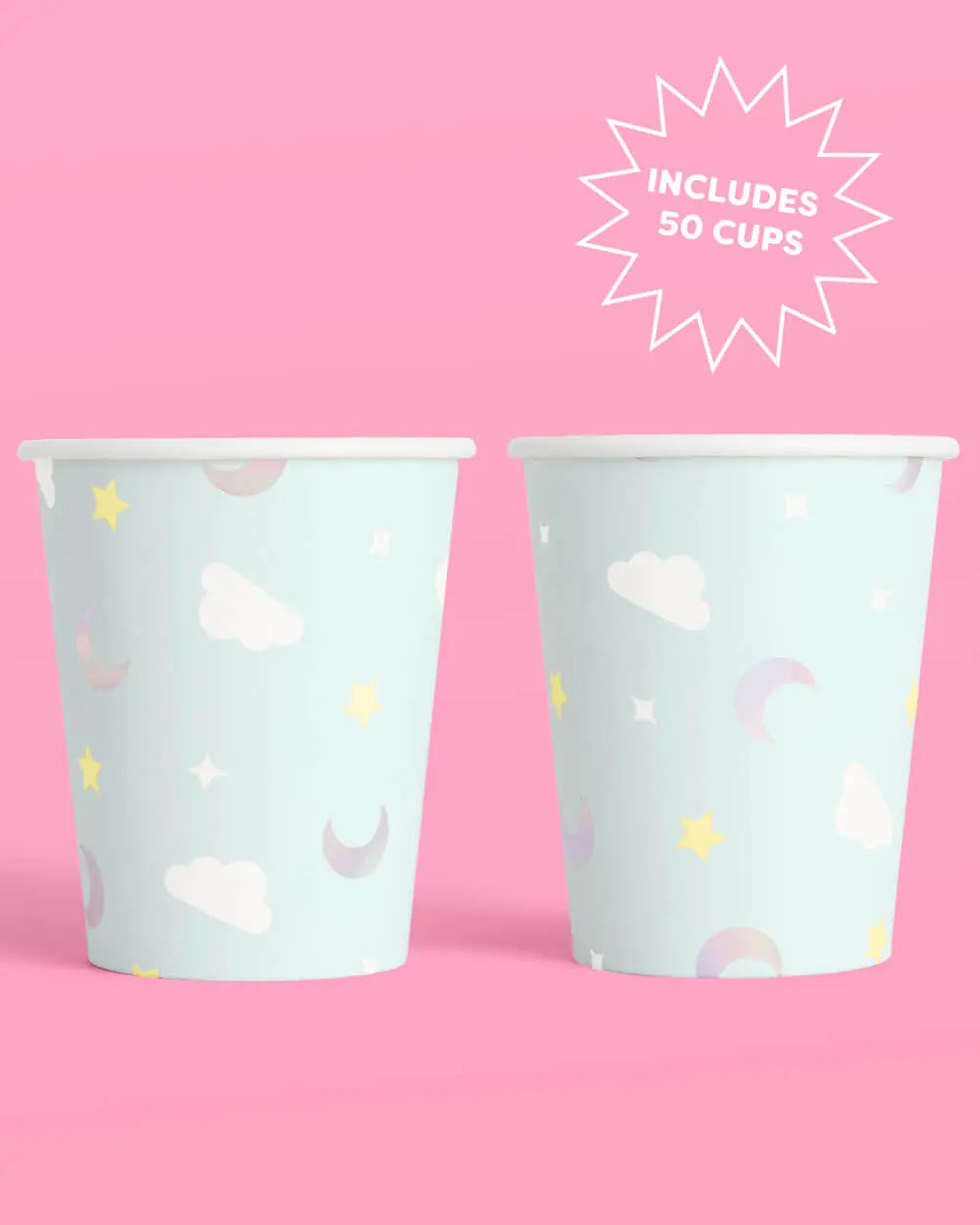 Over the Moon Cups - 50 paper cups xo, Fetti