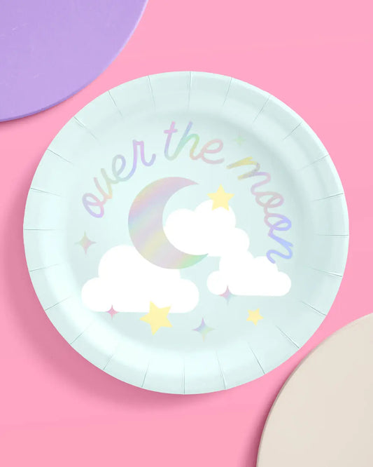 Over the Moon Plates - 25 paper plates xo, Fetti