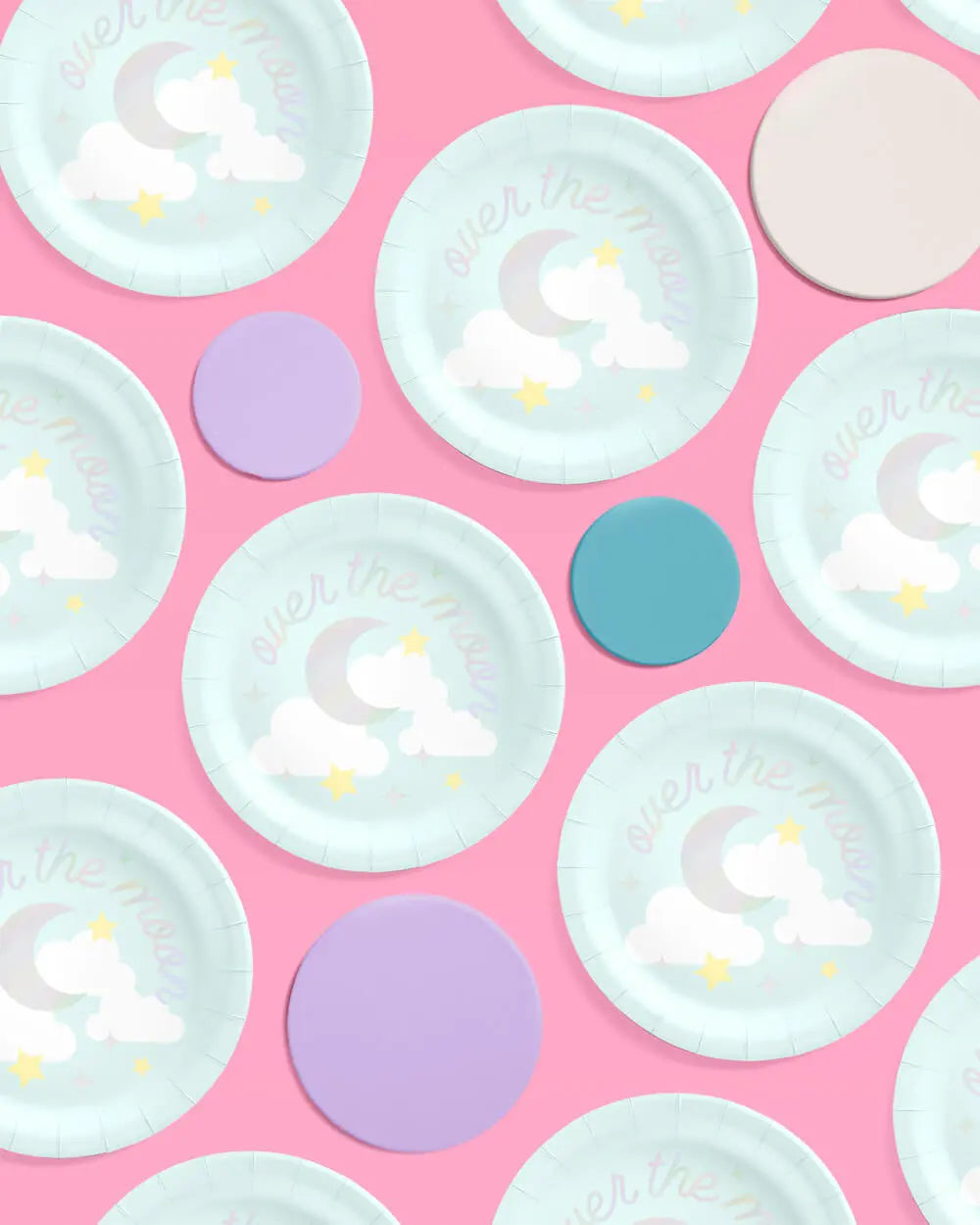 Over the Moon Plates - 25 paper plates xo, Fetti