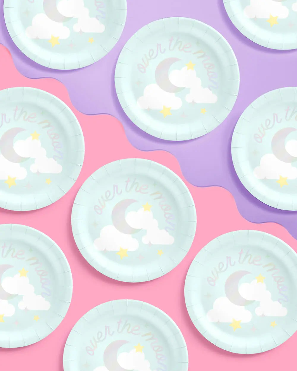 Over the Moon Plates - 25 paper plates xo, Fetti
