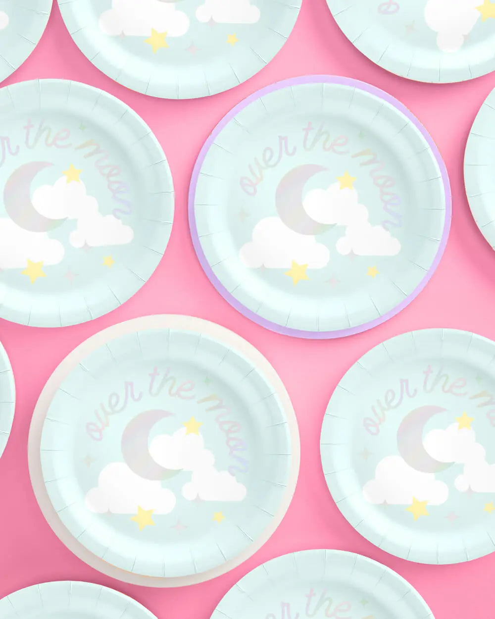 Over the Moon Plates - 25 paper plates xo, Fetti