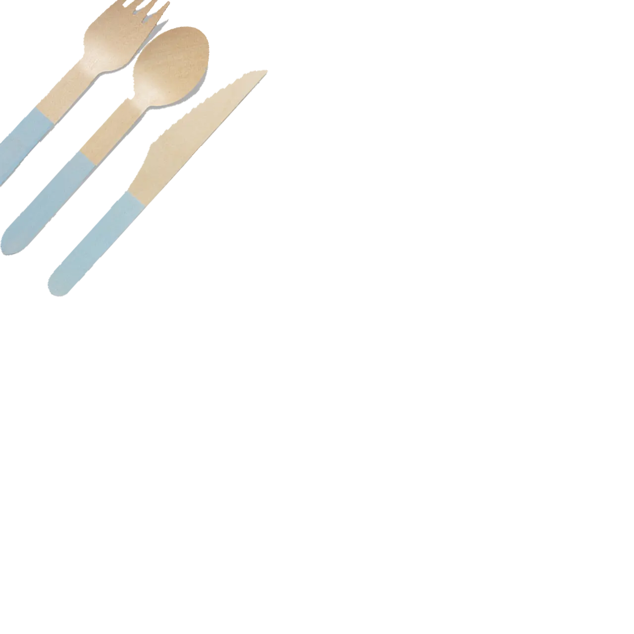 Pale Blue Wooden Cutlery Set (30 per pack) Coterie
