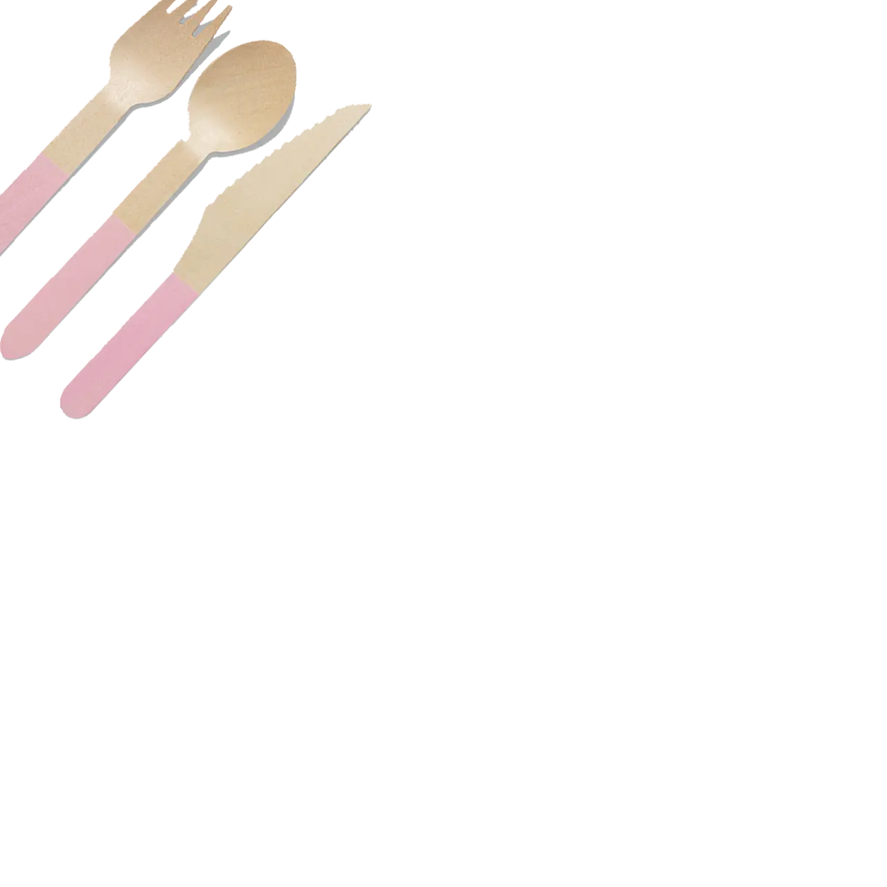 Pale Pink Wooden Cutlery Set (30 per pack) Coterie