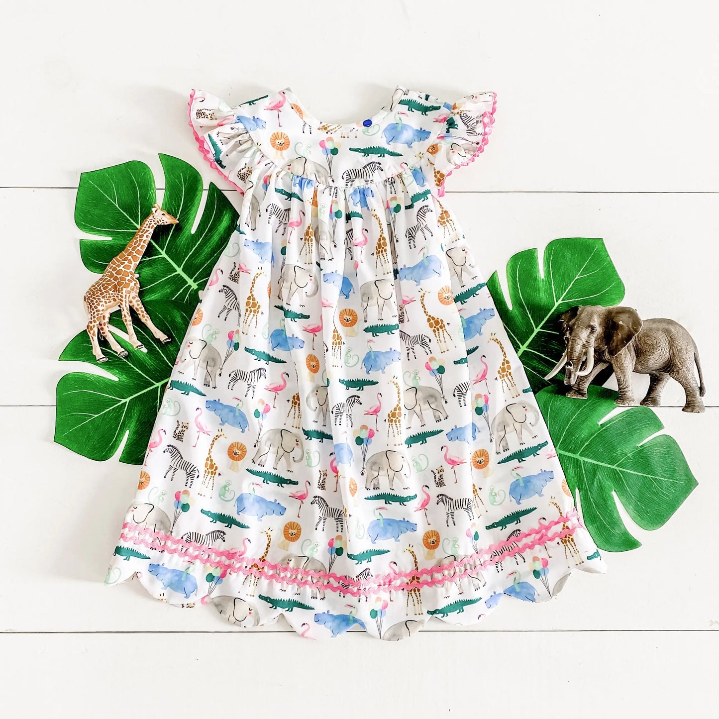 Party Animals Baby Toddler Girl Dress Safari Theme - Latchkey