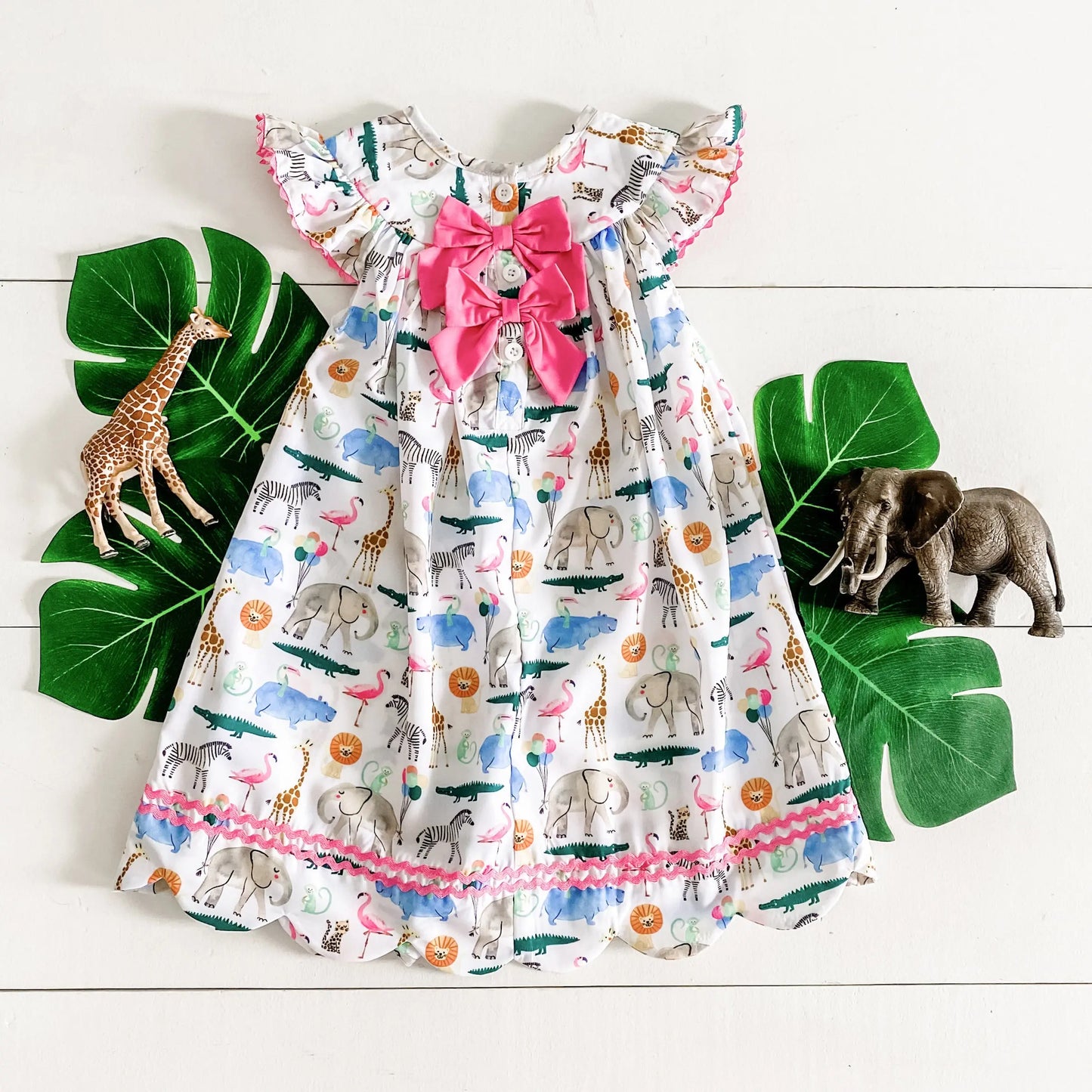 Party Animals Baby Toddler Girl Dress Safari Theme - Latchkey