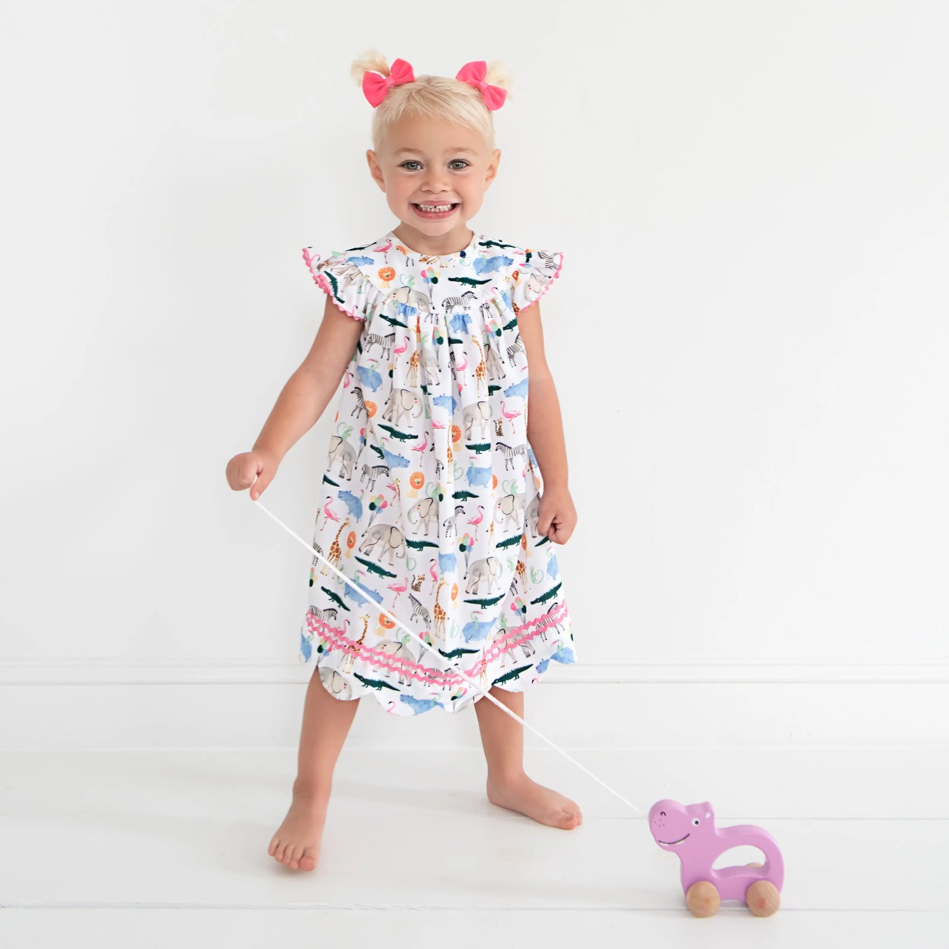 Party Animals Baby Toddler Girl Dress Safari Theme - Latchkey