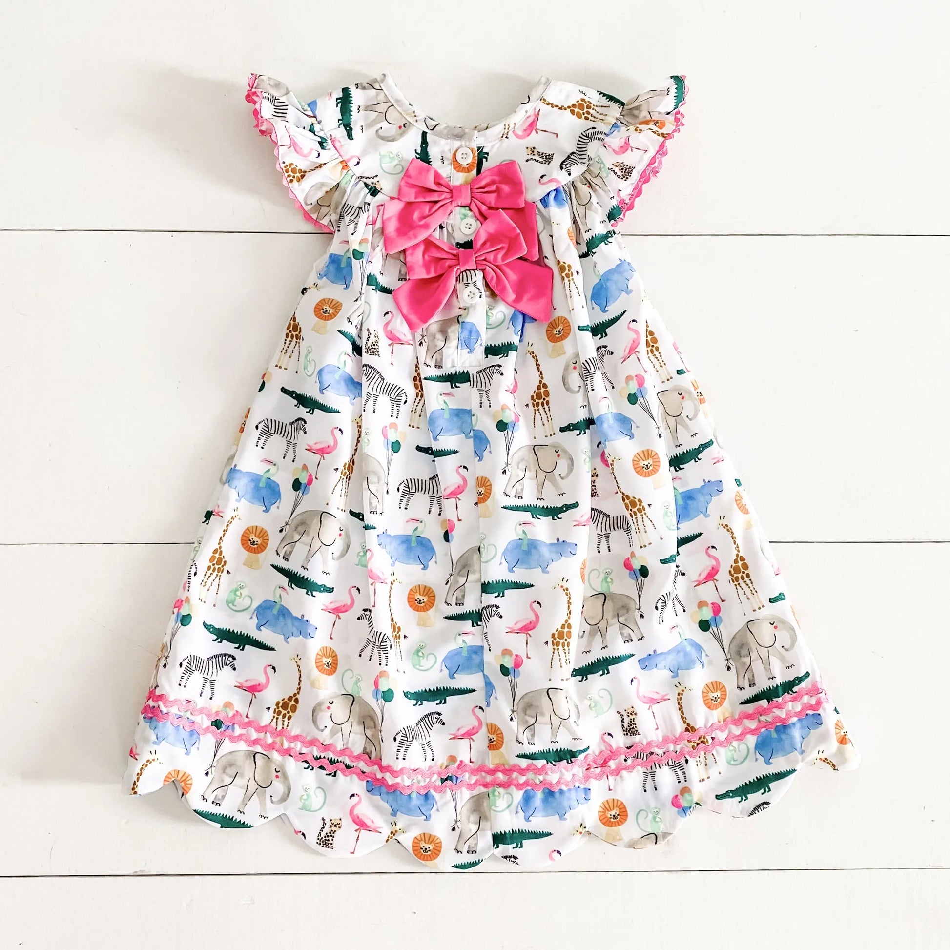 Party Animals Baby Toddler Girl Dress Safari Theme - Latchkey