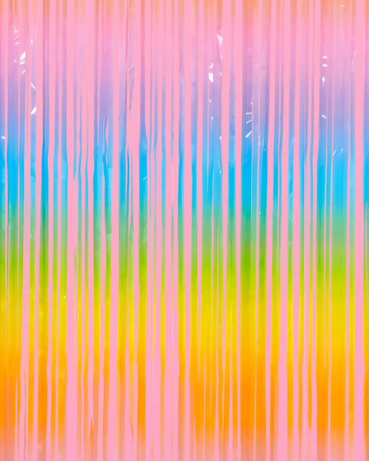 Pastel Party Curtain - rainbow foil curtain xo, Fetti