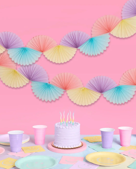 Pastel Party Garland - paper fan banner xo, Fetti