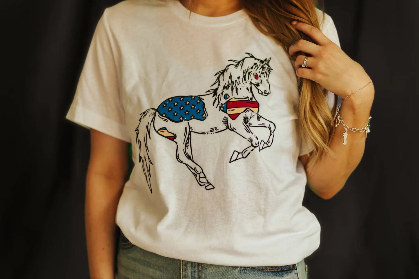 Patriotic USA Horse Western Graphic Tee Wild Junkie