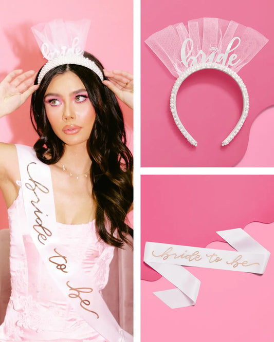 Pearlfect Kit - sash + pearl headband xo, Fetti