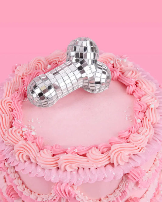 Penis Disco Topper - mirrored cake topper xo, Fetti