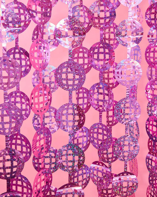 Pink Disco Curtain - iridescent foil curtain xo, Fetti