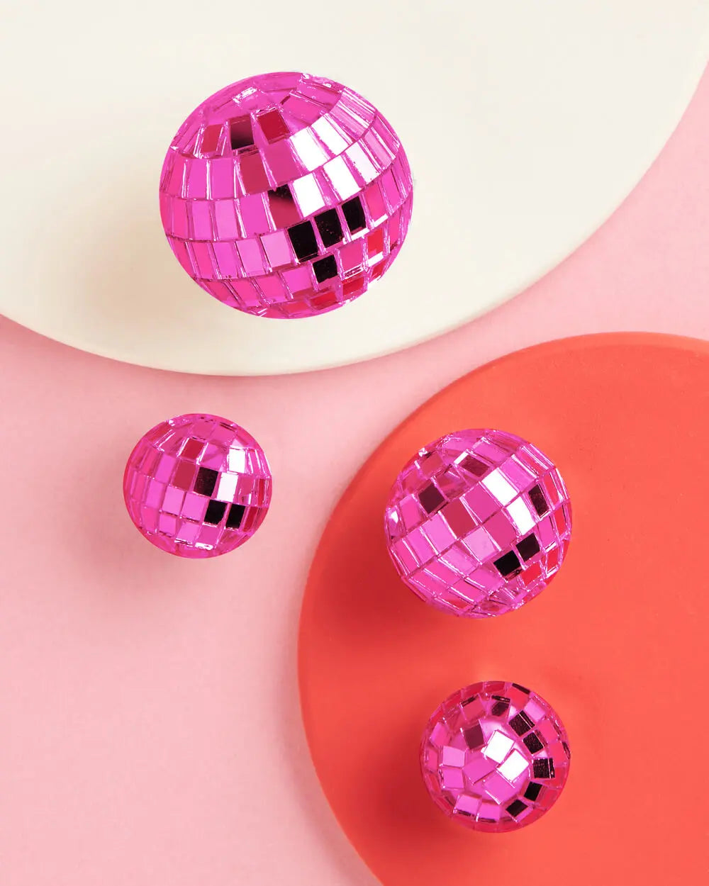 Pink Disco Topper - 4 disco ball cake toppers xo, Fetti