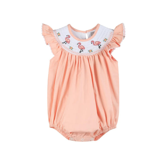 Pink Flamingo Smocked Flutter Romper Lil Cactus