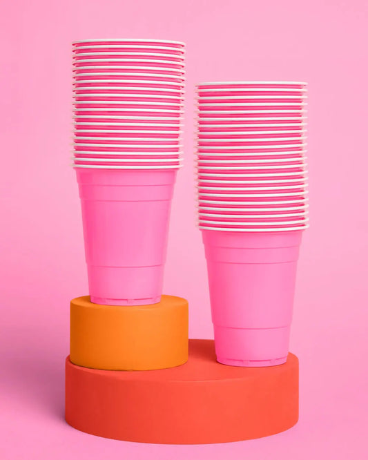 Pink Friday Cups - 50 matte pink 16 oz cups xo, Fetti