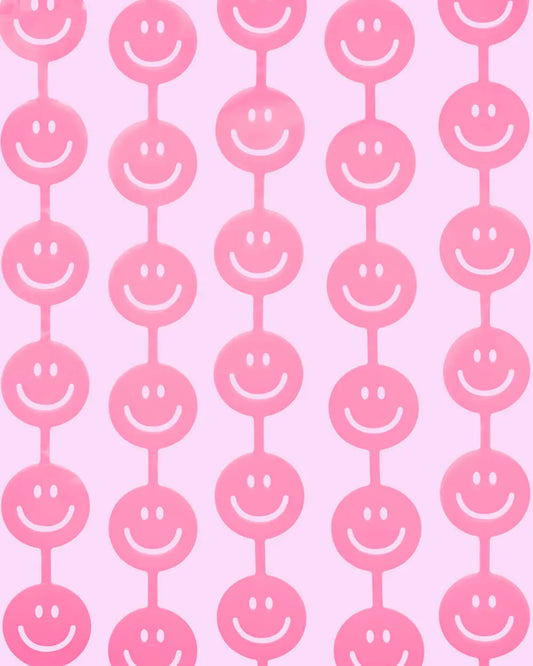 Pink Smiley Curtain - matte pink foil curtain xo, Fetti