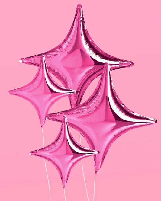 Pink Sparkle Balloon - 6 pc pink foil set xo, Fetti