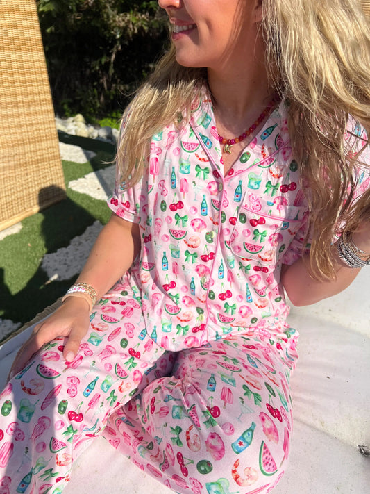 Pink Summer Spritz - Short Sleeve + Pant Pajama Set KenzKustomz