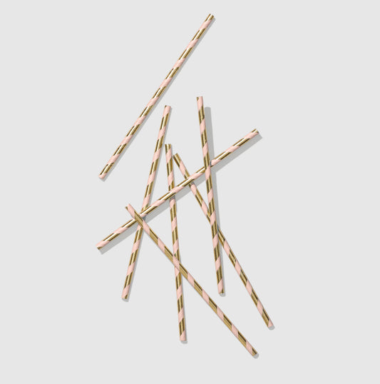 Pink and Gold Paper Straws (25 per pack) Coterie