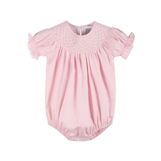 Pink and White Smocked Bubble Romper Lil Cactus