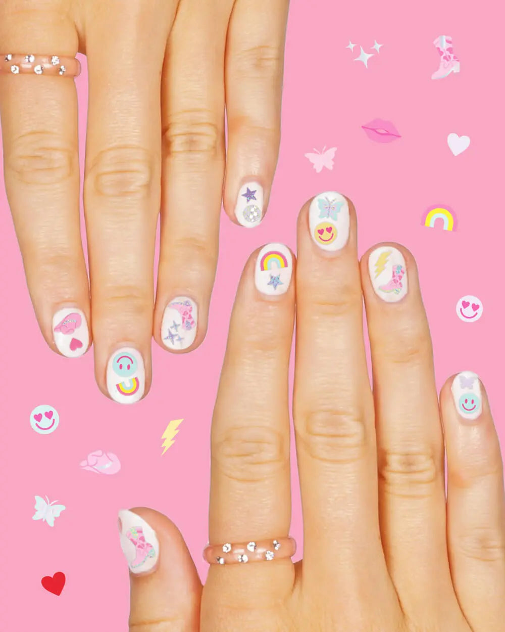 Preppy Nail Stickers - 496 adhesive nail stickers xo, Fetti