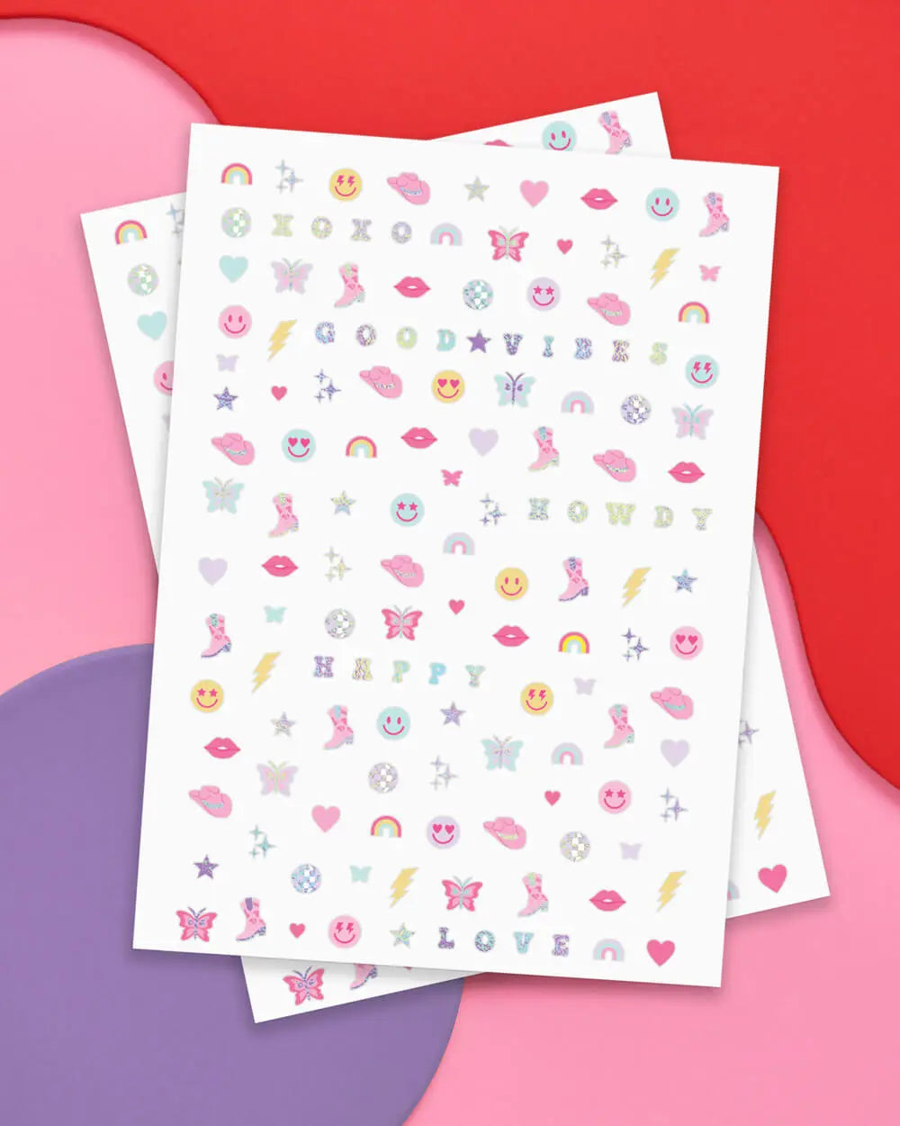 Preppy Nail Stickers - 496 adhesive nail stickers xo, Fetti