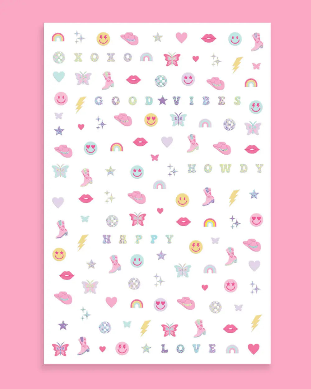 Preppy Nail Stickers - 496 adhesive nail stickers xo, Fetti