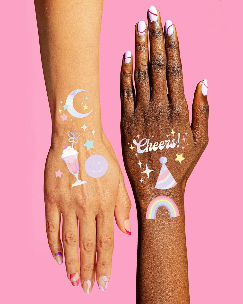 Preppy Party Tats - 50 foil temporary tattoos xo, Fetti