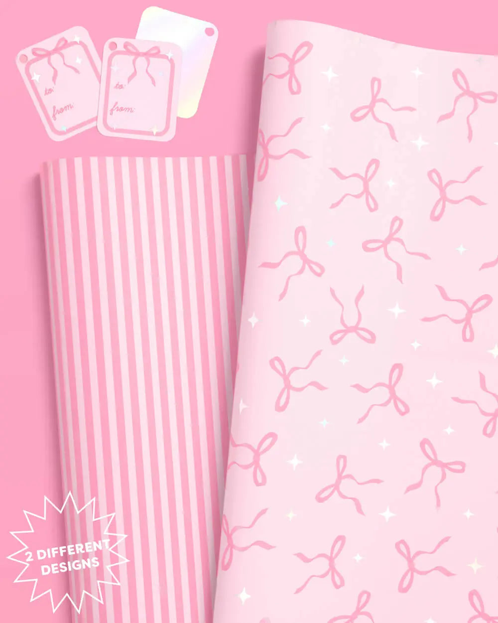 Pretty in Pink Wrapping Paper - 12 sheets + 16 tags xo, Fetti