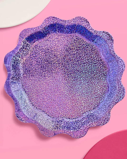 Purple Shimmer Plates - 25 paper plates xo, Fetti